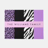 Luipaard Print, Zebra Print, Paarse, Jouw naam Deurmat (Voorkant)