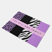 Luipaard Print, Zebra Print, Paarse, Jouw naam Deurmat (Schuin)