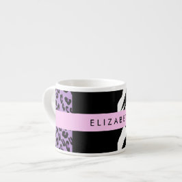 Luipaard Print, Zebra Print, Paarse, Jouw naam Espresso Kop