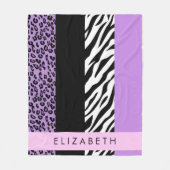 Luipaard Print, Zebra Print, Paarse, Jouw naam Fleece Deken (Voorkant)