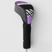 Luipaard Print, Zebra Print, Paarse, Jouw naam Golfheadcover (Schuin)