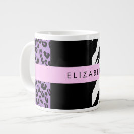 Luipaard Print, Zebra Print, Paarse, Jouw naam Grote Koffiekop