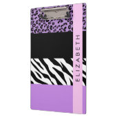 Luipaard Print, Zebra Print, Paarse, Jouw naam Klembord (Links)