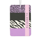 Luipaard Print, Zebra Print, Paarse, Jouw naam Luchtverfrisser (Achterkant)