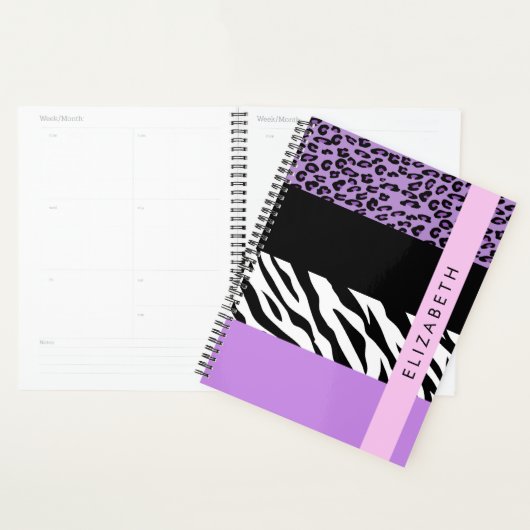 Luipaard Print, Zebra Print, Paarse, Jouw naam Planner (Display)
