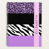 Luipaard Print, Zebra Print, Paarse, Jouw naam Planner (Voorkant)