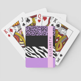 Luipaard Print, Zebra Print, Paarse, Jouw naam Pokerkaarten
