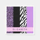 Luipaard Print, Zebra Print, Paarse, Jouw naam Servet (Voorkant)