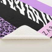 Luipaard Print, Zebra Print, Paarse, Jouw naam Sherpa Deken (3/4)