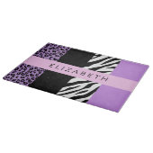 Luipaard Print, Zebra Print, Paarse, Jouw naam Snijplank (Hoek)
