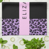 Luipaard Print, Zebra Print, Paarse, Jouw naam Theedoek (Gevouwen)