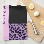 Luipaard Print, Zebra Print, Paarse, Jouw naam Theedoek (Quarter Fold)