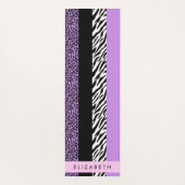 Luipaard Print, Zebra Print, Paarse, Jouw naam Yogamat (Achterkant)