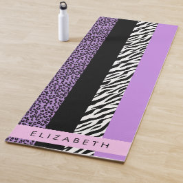 Luipaard Print, Zebra Print, Paarse, Jouw naam Yogamat