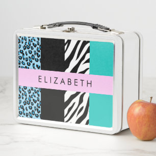 Luipaard Print, Zebraprint, Blauw, Jouw naam