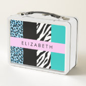 Luipaard Print, Zebraprint, Blauw, Jouw naam (Achterkant)