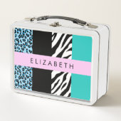 Luipaard Print, Zebraprint, Blauw, Jouw naam (Voorkant)