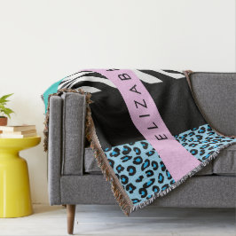 Luipaard Print, Zebraprint, Blauw, Jouw naam Deken