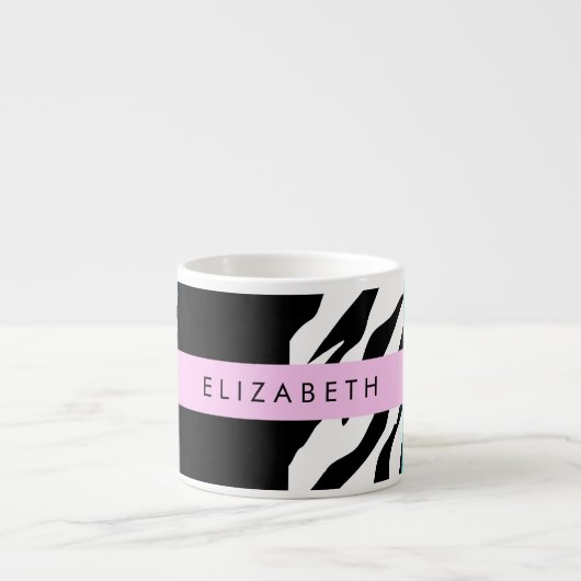 Luipaard Print, Zebraprint, Blauw, Jouw naam Espresso Kop (Voorkant)