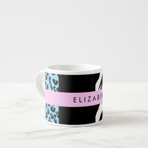 Luipaard Print, Zebraprint, Blauw, Jouw naam Espresso Kop