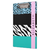 Luipaard Print, Zebraprint, Blauw, Jouw naam Klembord (Links)