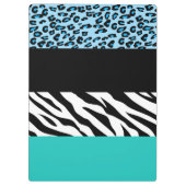 Luipaard Print, Zebraprint, Blauw, Jouw naam Klembord (Achterkant)