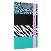 Luipaard Print, Zebraprint, Blauw, Jouw naam Klembord (Rechts)