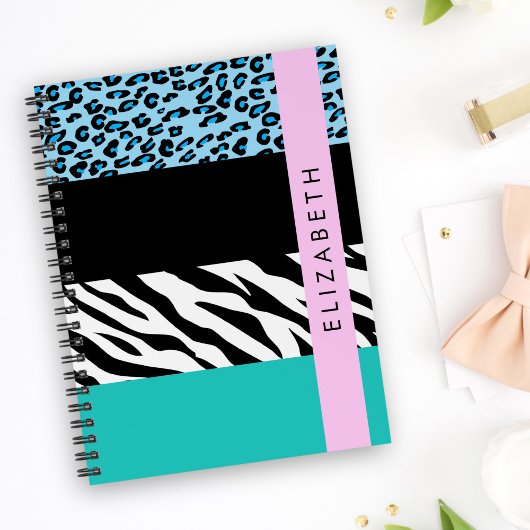 Luipaard Print, Zebraprint, Blauw, Jouw naam Planner