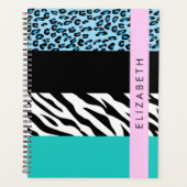Luipaard Print, Zebraprint, Blauw, Jouw naam Planner (Voorkant)