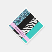 Luipaard Print, Zebraprint, Blauw, Jouw naam Servet (Hoek)