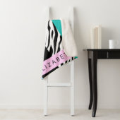 Luipaard Print, Zebraprint, Blauw, Jouw naam Sherpa Deken (In situ)