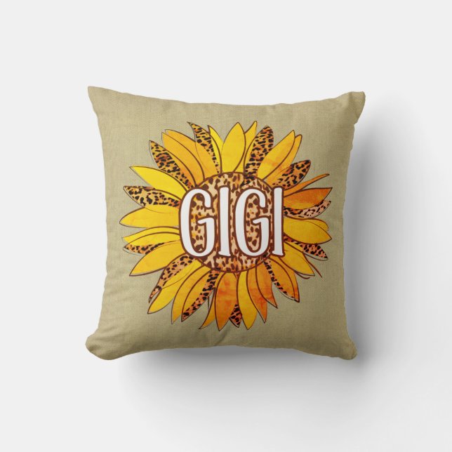 Luipaard Print Zonnebloem GIGI Sierkussen (Voorkant)