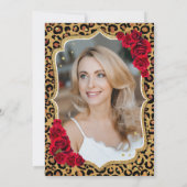 Luipaard Print Zwart Goud Foto 50e Verjaardag Kaart (Achterkant)