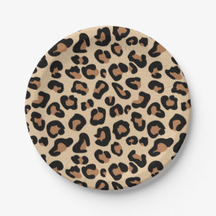 Luipaard Print, Zwart, Roest en Tan Papieren Bordje
