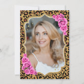 Luipaard Print Zwart Roze Foto 50e Verjaardag Kaart (Achterkant)