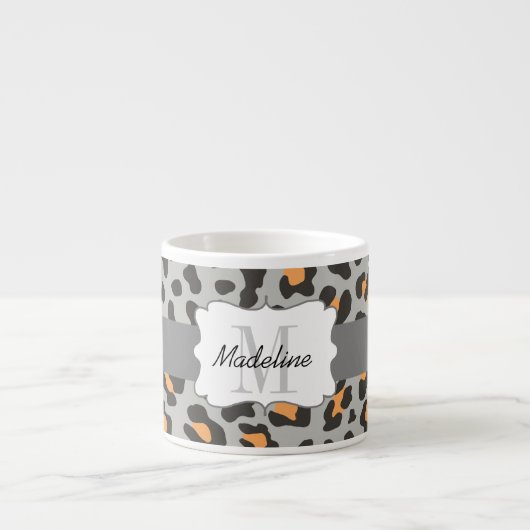 Luipaard Print Zwart Sinaasappel Grijs Espresso Mo Kop (Voorkant)