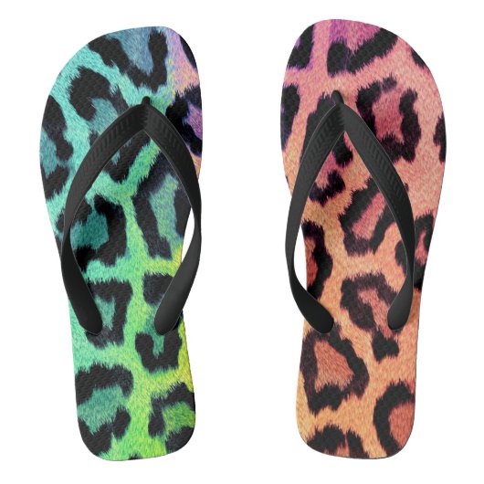 luipaard regenboog achtergrond teenslippers (Voetbed)