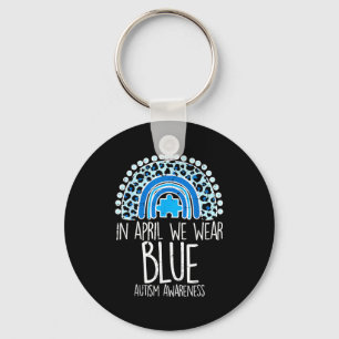 Luipaard Regenboog April We dragen blauw Autisme b Sleutelhanger
