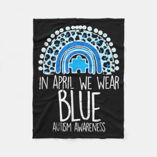 Luipaard Regenboog April We dragen Blauwe Autisme Fleece Deken