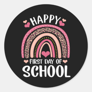 Luipaard Regenboog Gelukkige Eerste Dag Van School Ronde Sticker