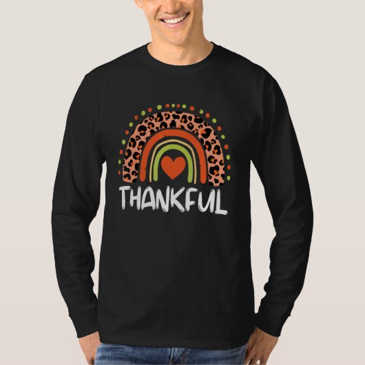 Luipaard Regenboog Hart Dankbaar Thanksgiving Boho T-shirt (Voorkant)