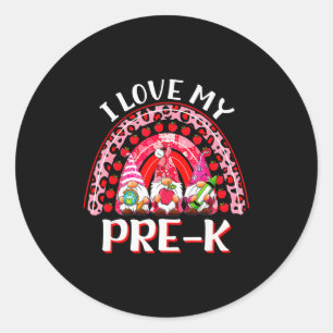 Luipaard Regenboog Ik Hou Van Mijn Pre-k Gnome Ler Ronde Sticker