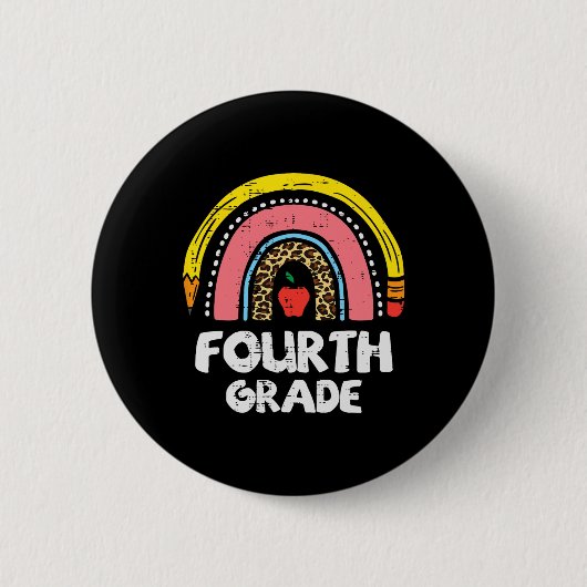 Luipaard Regenboog Vierde Klas 4e Eerste Dag Schoo Ronde Button 5,7 Cm (Voorkant)