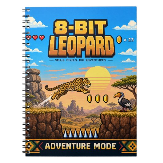 Luipaard, Retro 8-Bit Pixel Art Notitieboek (Voorkant)
