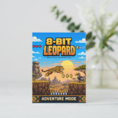 Luipaard, Retro 8-Bit Pixelkunst Briefkaart (Staand voorkant)