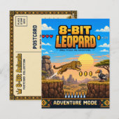 Luipaard, Retro 8-Bit Pixelkunst Briefkaart (Voorkant / Achterkant)