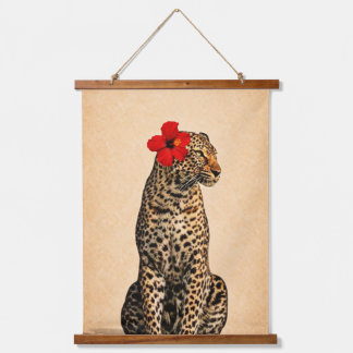 Luipaard Retro Print – Minimalistische Vintage Die Hangend Wandkleed