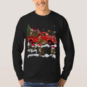 Luipaard Rijden Rode Vrachtwagen Vrolijk Kerstmis T-shirt