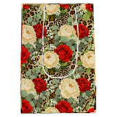 Luipaard & Rode Roos Patroon - Chic Bloemendier Medium Cadeauzakje (Achterkant)