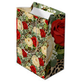 Luipaard & Rode Roos Patroon - Chic Bloemendier Medium Cadeauzakje (Achterkant Gekanteld)